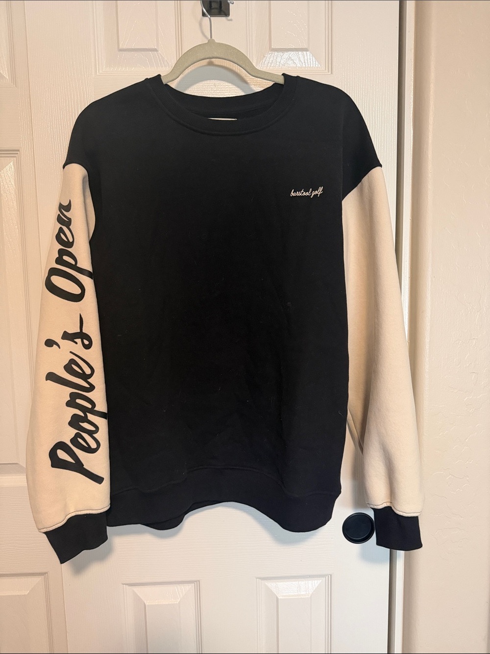 Black & Cream Crewneck Sweatshirt with Sleeve Script